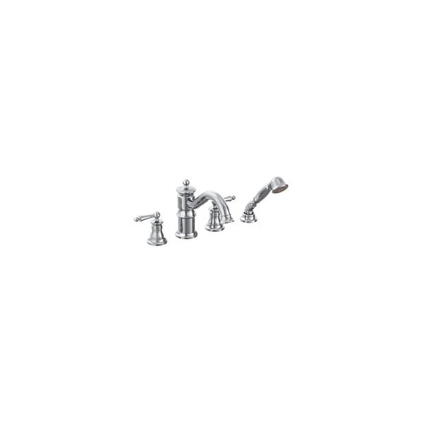 Chrome Two-Handle Roman Tub Faucet Includes Hand Shower